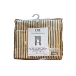 VHC Brands Sawyer Mill Charcoal Ticking Stripe Short Panel Set 63x36‎ inches